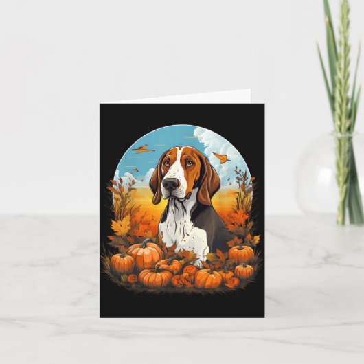 Pompoen Treeing Walker Coonhound Hond Halloween Kaart (Voorkant)
