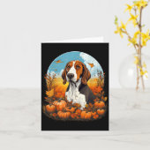 Pompoen Treeing Walker Coonhound Hond Halloween Kaart (Gele Bloem)