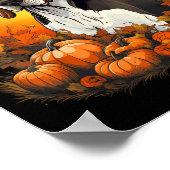 Pompoen Treeing Walker Coonhound Hond Halloween Poster (Hoek)