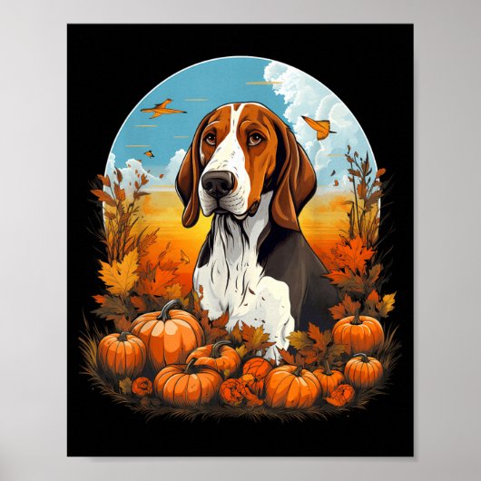 Pompoen Treeing Walker Coonhound Hond Halloween Poster (Voorkant)