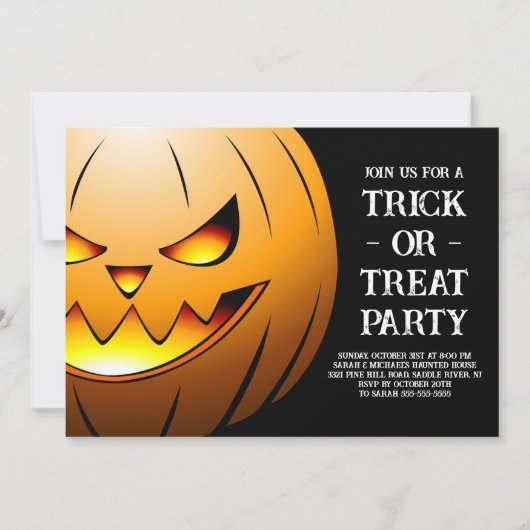 Pompoen Trick or Treat Feest Kaart (Voorkant)