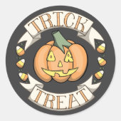 Pompoen “Trick Or Treat” Sticker (Voorkant)
