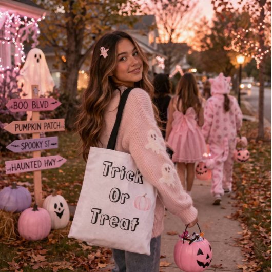 Pompoen trick-or-treat-tas tote bag