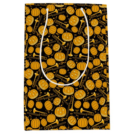 Pompoen Trombone Muzieknoten Medium Gift Bag Medium Cadeauzakje (Voorkant)