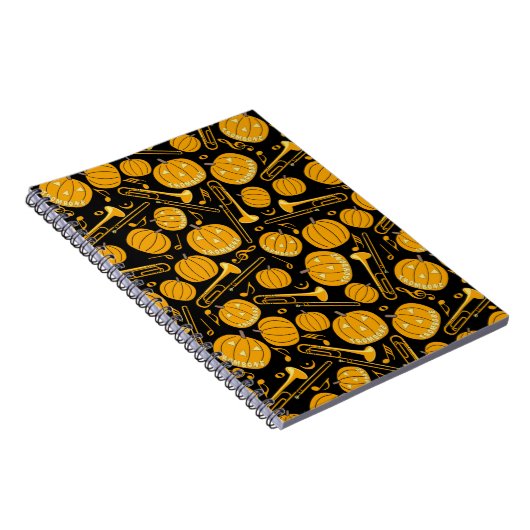 Pompoen Trombone Muzieknoten Notitieboek (Rechterzijde)