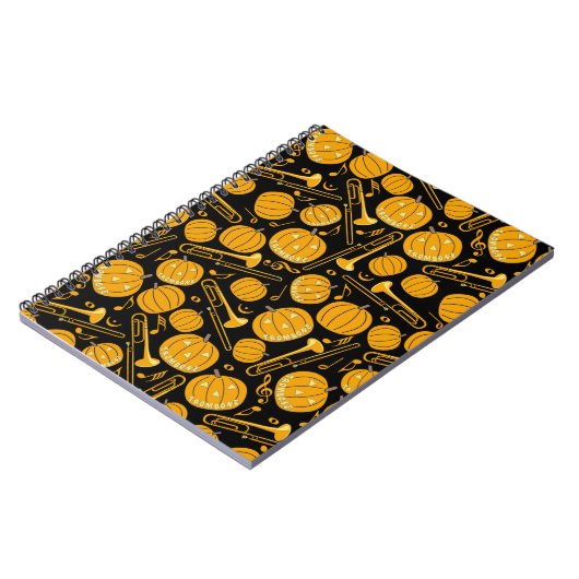 Pompoen Trombone Muzieknoten Notitieboek (Linkerzijde)