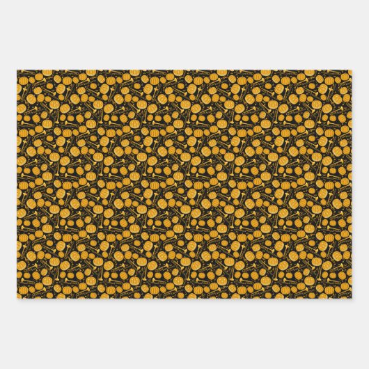 Pompoen Trombone Muzieknoten Verpakking Papier Bla Inpakpapier Vel (Voorkant 2)