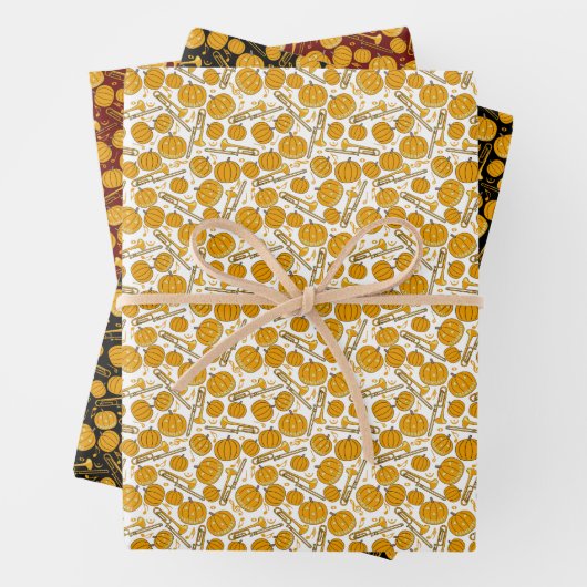 Pompoen Trombone Muzieknoten Verpakking Papier Bla Inpakpapier Vel (In situ)