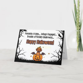Pompoen Trouble Pup – Prettig Halloween Feestdagen Kaart