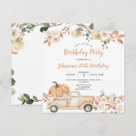 Pompoen Truck 30ste Verjaardagsfeestje Rustieke Bl Kaart