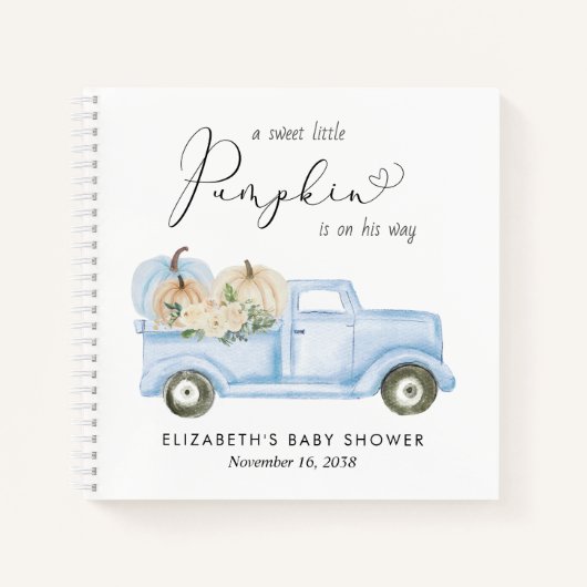 Pompoen  Truck Baby Boy Shower Guest Book Notitieboek (Voorkant)