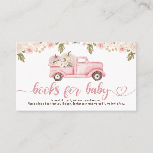 Pompoen Truck Baby shower Boeken voor Baby Informatiekaartje (Voorkant)