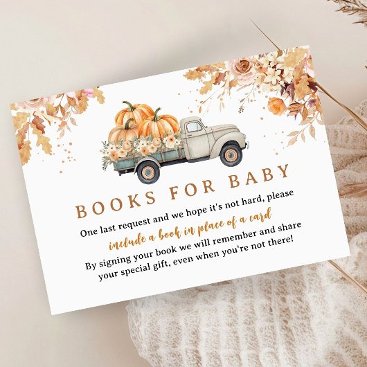 Pompoen Truck Baby shower Herfst Boek voor Baby Informatiekaartje