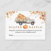 Pompoen Truck Baby shower Herfst Luier Raffle Informatiekaartje (Voorkant)