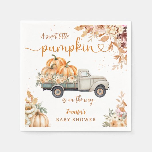 Pompoen Truck Baby shower Herfst Party Paper Servet (Voorkant)