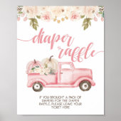 Pompoen Truck Baby Shower Luiers Raffel Bord Poster (Voorkant)