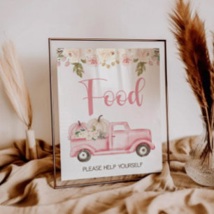 Pompoen Truck Baby shower Voedsel Teken Poster