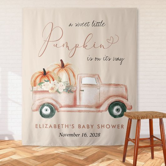 Pompoen Truck Baby shower Welkom Achtergrond Wandkleed