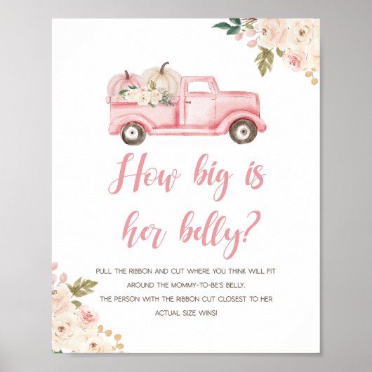 Pompoen Truck Douche Hoe groot is haar buik teken Poster (Voorkant)