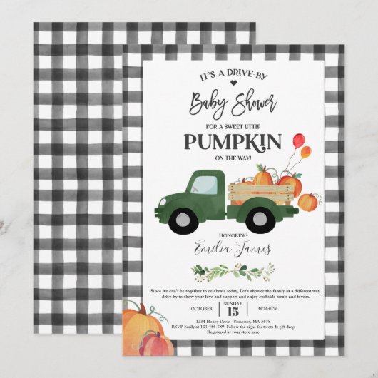 Pompoen Truck Geslachtsneutrale Herfst Baby shower Kaart (Voorkant / Achterkant)