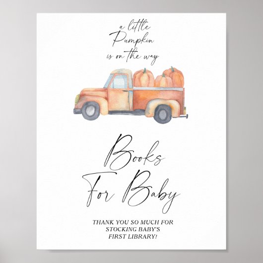 Pompoen truck herfst boeken voor baby poster (Voorkant)