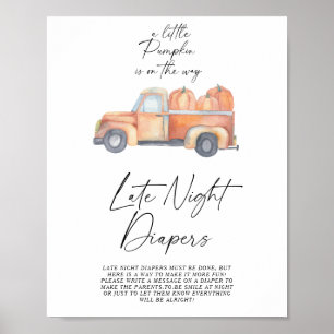 Pompoen truck herfst Late nacht luiers spel Poster