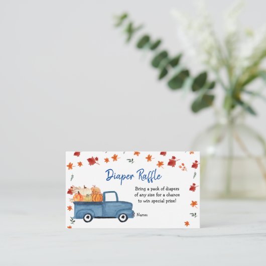 Pompoen Truck Luier Raffle Kaart, Bijgevoegde Kaar Informatiekaartje (Staand voorkant)