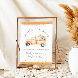 Pompoen Truck Modern Herfst Baby shower Boeken Poster