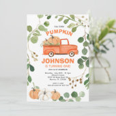 Pompoen Truck Party Herfst Pompoen verjaardag Kaart (Staand voorkant)