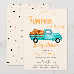 Pompoen Truck, Stippen Baby Shower Kaart