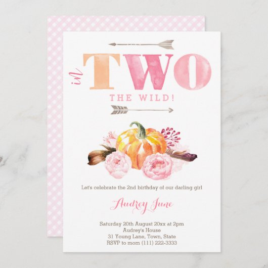 pompoen twee wilde uitnodigingen voor bohemen , tw (Voorkant / Achterkant)