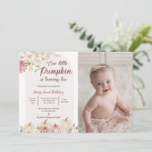 Pompoen Tweede Verjaardag Onze Kleine Pompoen Foto Kaart (Staand voorkant)