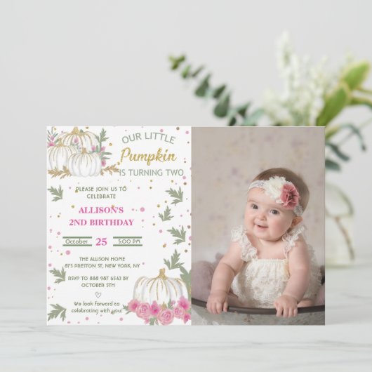 Pompoen Tweede Verjaardag Onze Kleine Pompoen Kaart (Staand voorkant)