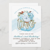 Pompoen tweede verjaardagsuitnodiging kaart (Voorkant / Achterkant)