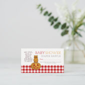 Pompoen Uil & Gingham Baby Luier Raffle Ticket Informatiekaartje (Staand voorkant)