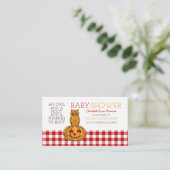 Pompoen Uil & Gingham Baby shower Gift Registry Informatiekaartje (Staand voorkant)