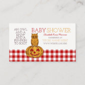 Pompoen Uil & Gingham Baby shower Gift Registry Informatiekaartje (Voorkant)