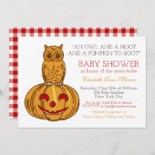 Pompoen Uil & Gingham Baby Shower Kaart (Voorkant / Achterkant)