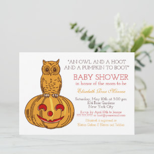 Pompoen Uil & Gingham Baby Shower Kaart