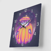 pompoen uit de luike pinguïn in sneeuw vierkante klok (Hoek)