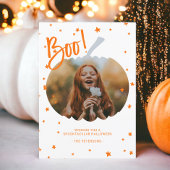 Pompoen uitgesneden boo Halloween wit sinaasappel  Kaart