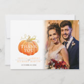 Pompoen val bruiloft foto QR Code Bedankkaart (Voorkant)