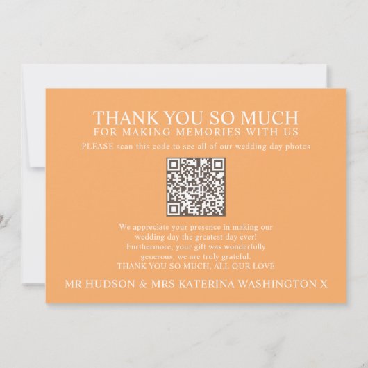 Pompoen val bruiloft foto QR Code Bedankkaart (Achterkant)