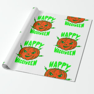 pompoen van een covid halloween vaccin cadeaupapier