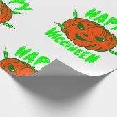 pompoen van een covid halloween vaccin cadeaupapier (Hoek)