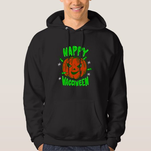 pompoen van een covid halloween vaccin hoodie (Voorkant)