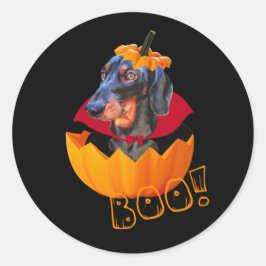 Pompoen van hondshond ronde sticker