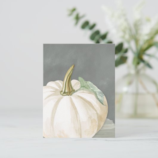 Pompoen van witte herfst briefkaart (Staand voorkant)