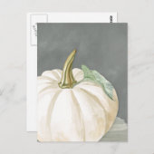 Pompoen van witte herfst briefkaart (Voorkant / Achterkant)