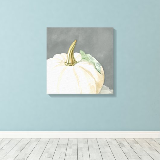 Pompoen van witte herfst canvas afdruk (Insitu (Houten vloer))